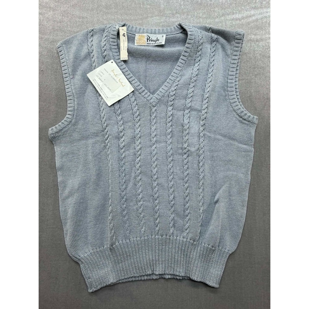 Vintage New Pringle of Scotland Women‎ Sweater Vest Gray Dover Slipover Small